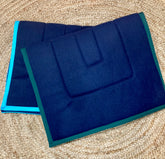 Kersey Wool Saddle Pad  - Navy with Aqua Trim